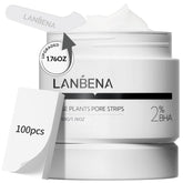 LANBENA bandes pore nez 100 feuilles: éliminent les impuretés et contrôlent le sébum.