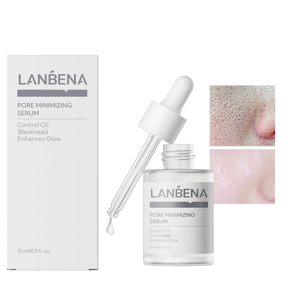 LANBENA Sérum pores, bouteille en gros plan, peau plus nette.
