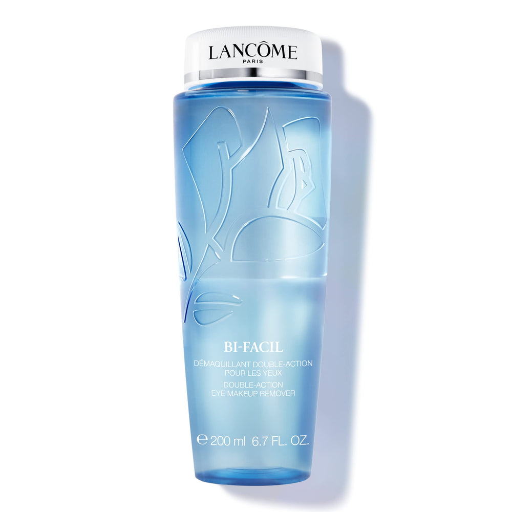 Lancôme Bi-Facil Démaquillant Yeux Double Action – bouteille retire maquillage résistant à l'eau en douceur.