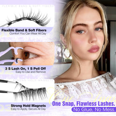 Cils LANFLOWER magnétiques sans trait graphique, pose propre et sans liner.