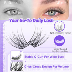 Lanflower Groupes Cils Individuels Ondulés pour un look léger et naturel.