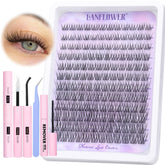 LANFLOWER Kit extensions cils wispy, application naturelle à domicile.