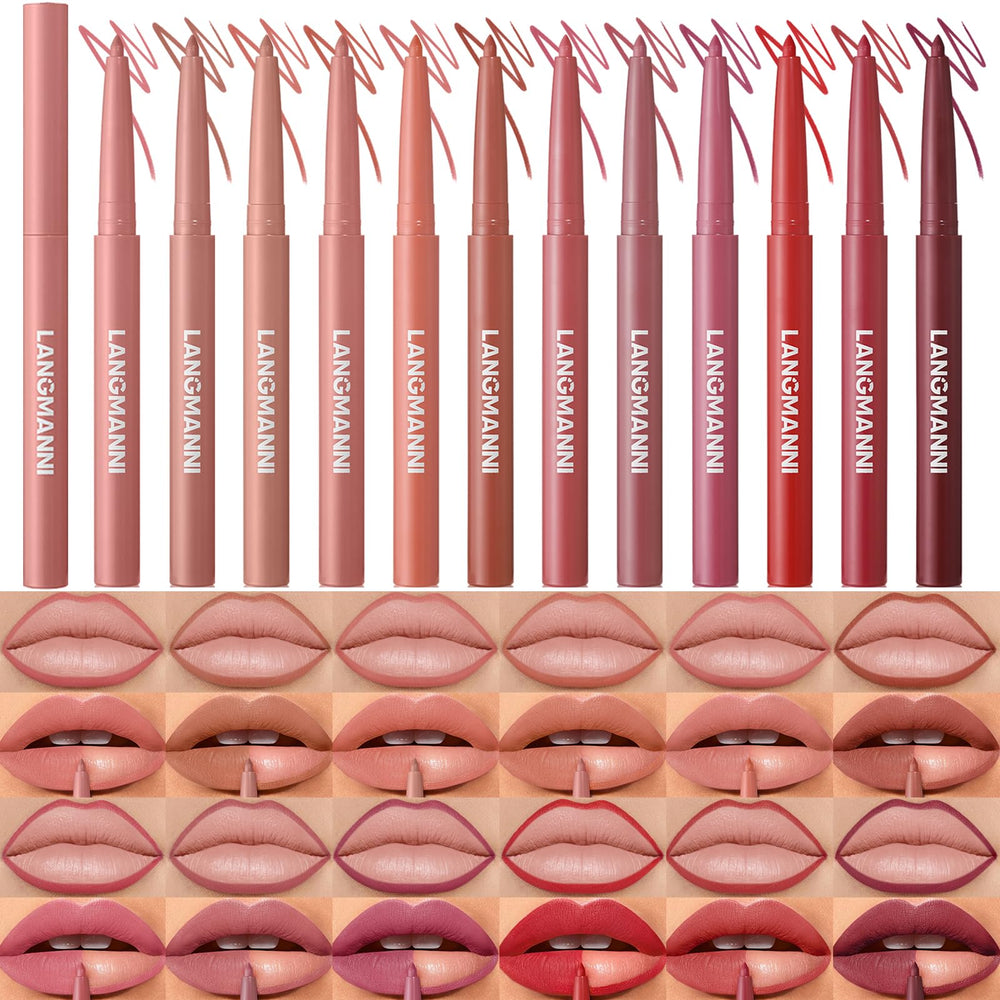 LANGMANNI ensemble de 12 crayons lèvres pour une couleur précise et longue tenue.