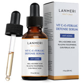 Sérum Lanmeri Ceuticals Vitamine C 15% dans bouteille ambrée, stabilité renforcée.