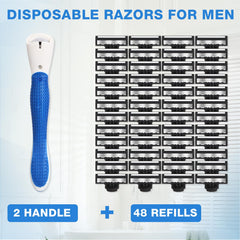 Lanties rasoir, 48 lames de rechange faciles à remplacer et hygiéniques.