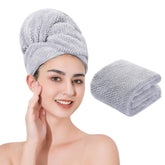 Laojbaba serviette cheveux microfibre 20x40 cm gris, absorption rapide.