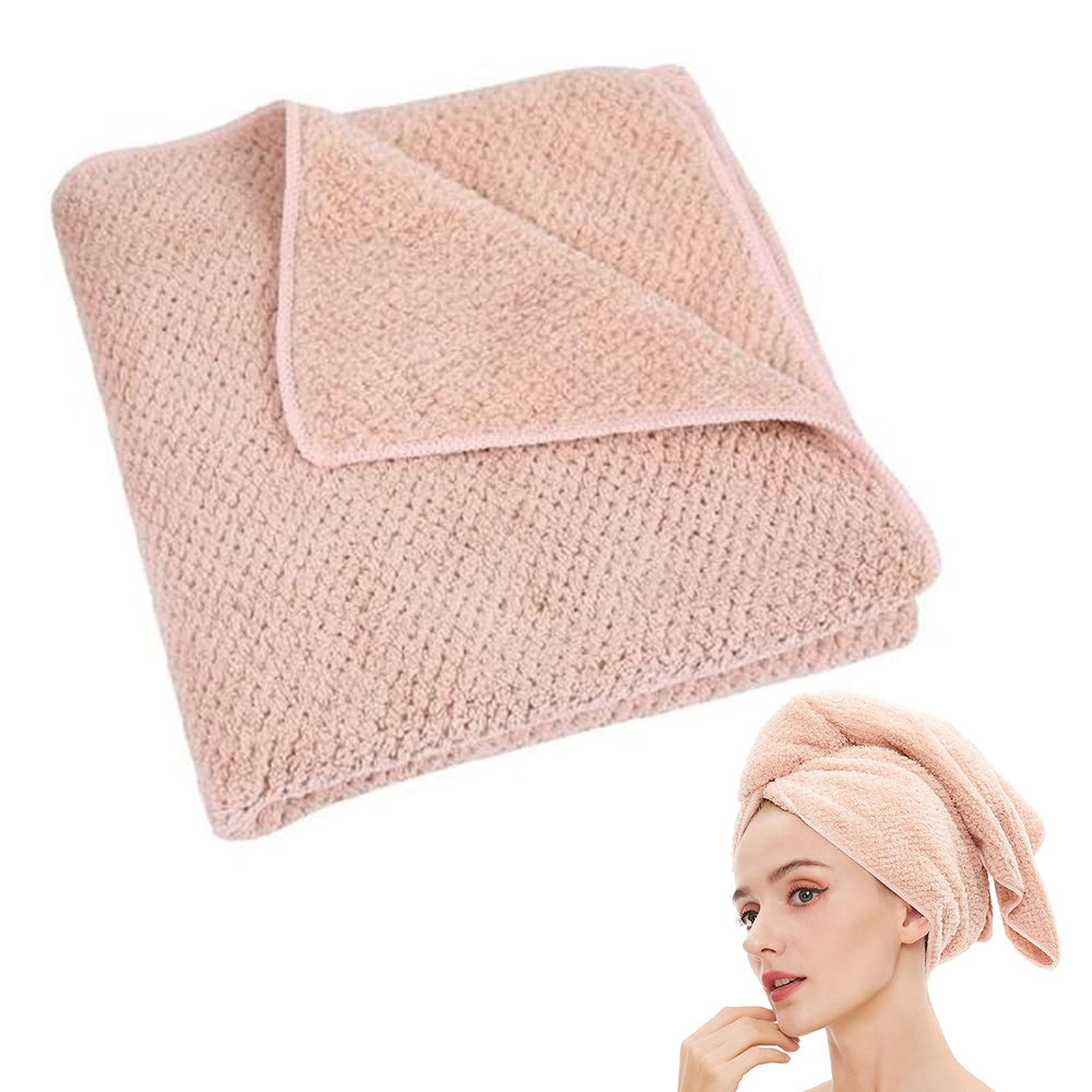 Laojbaba serviette cheveux microfibre rose, absorption rapide pour un séchage efficace.