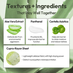 Tissu cupro rayon du masque LAPCOS Aloe Concombre, matière légère et confortable.