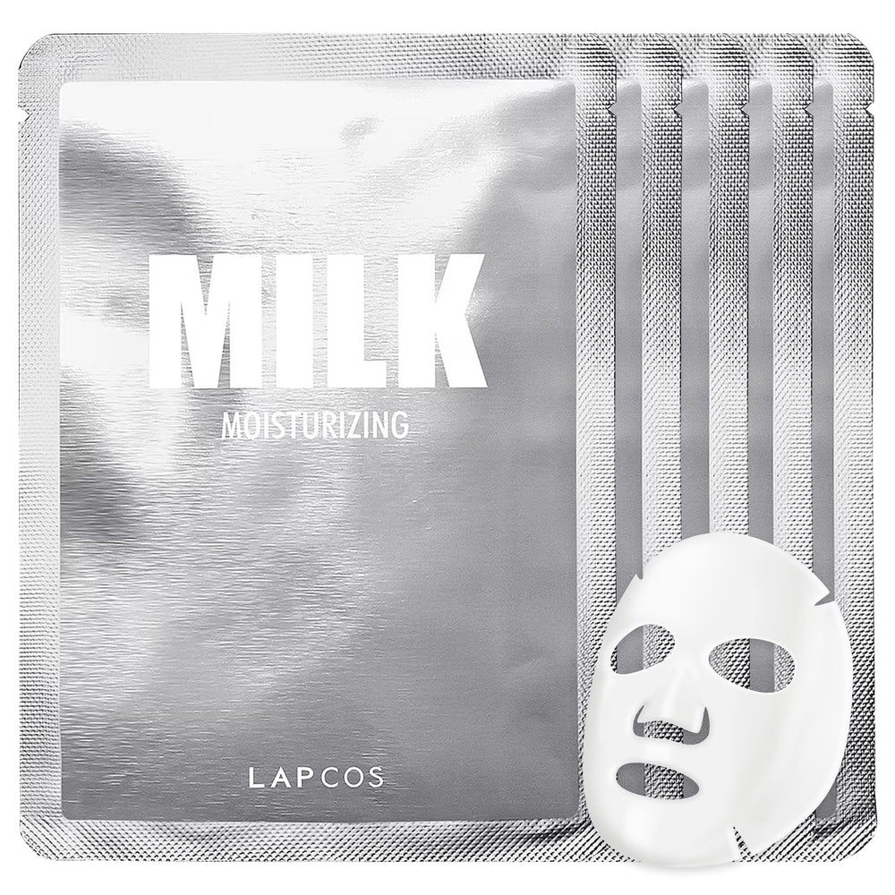 LAPCOS Masque Feuille Lait – pack-shot du lot de 5 pour hydratation quotidienne