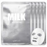 LAPCOS Masque Feuille Lait – pack-shot du lot de 5 pour hydratation quotidienne