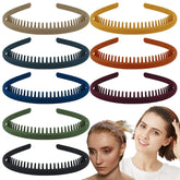 Bandeaux LAPOHI minces avec dents anti-glisse en noir mat pour un maintien discret.