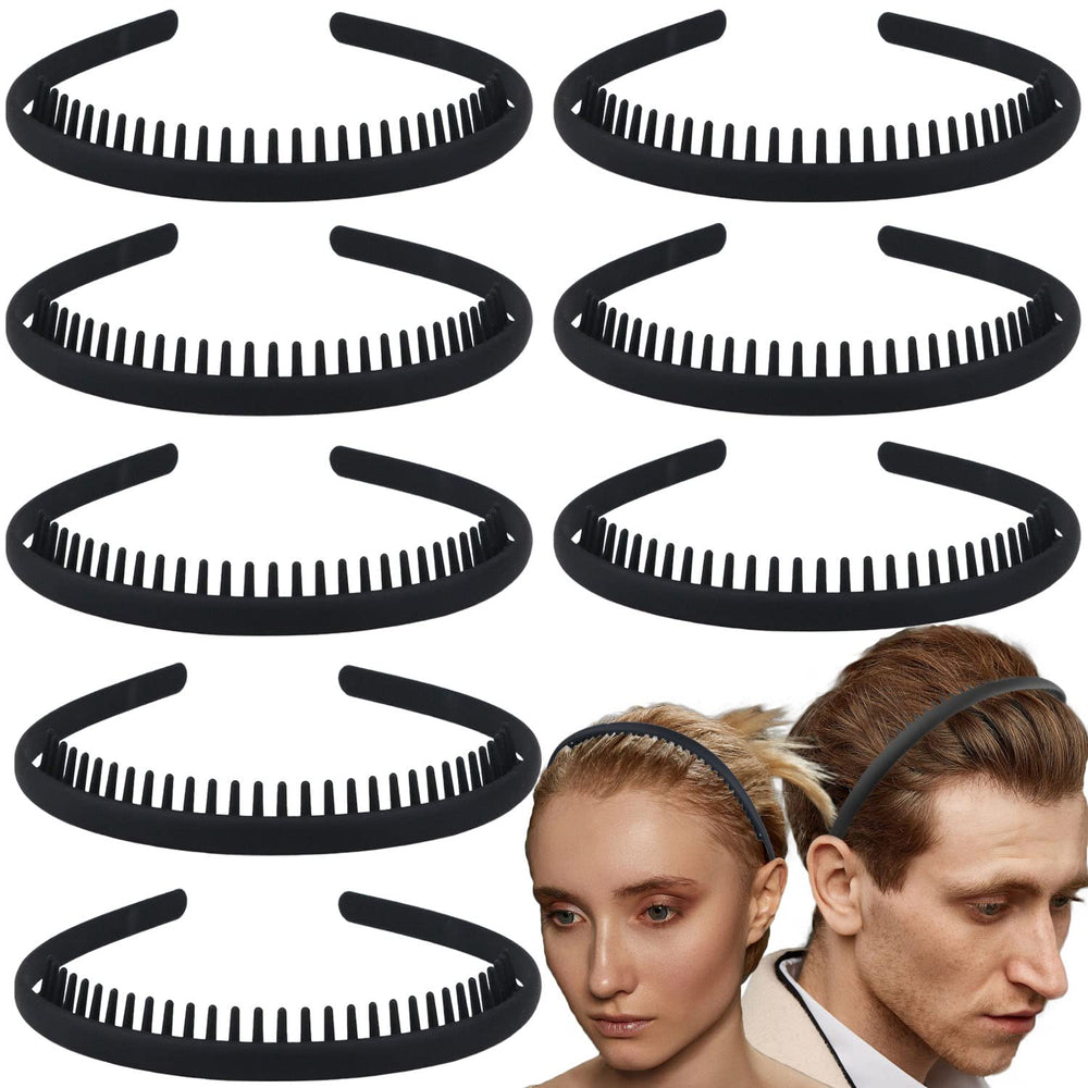 Bandeaux LAPOHI en plastique minces avec dents, noir mat, maintien élégant