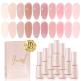 Larvall Beautpal Jelly Gel Vernis ensemble de 10 teintes translucides pour ongles naturels