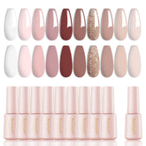 Larvall Beautpal Nude, ensemble de 10 vernis gel prêt à l’emploi pour manucure maison.