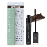 Lash Next Door Espresso Brown Mascara tube with natural-looking lashes.