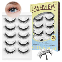 LASHVIEW cils auto-adhésifs ensemble, application rapide sans colle.