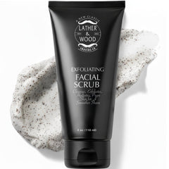 Nettoyant visage homme Lather & Wood élimine impuretés pour peau nette.