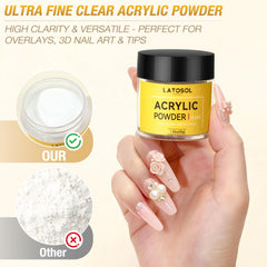 Latosol poudre acrylique clair offre base lisse et durable.