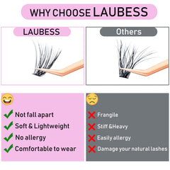Confort léger avec LAUBESS Lash Clusters, port tout au long de la journée.