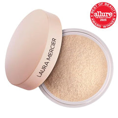 Laura Mercier Poudre Libre Ultra-Blur translucide—empaquetage élégant pour retouches rapides en journée.
