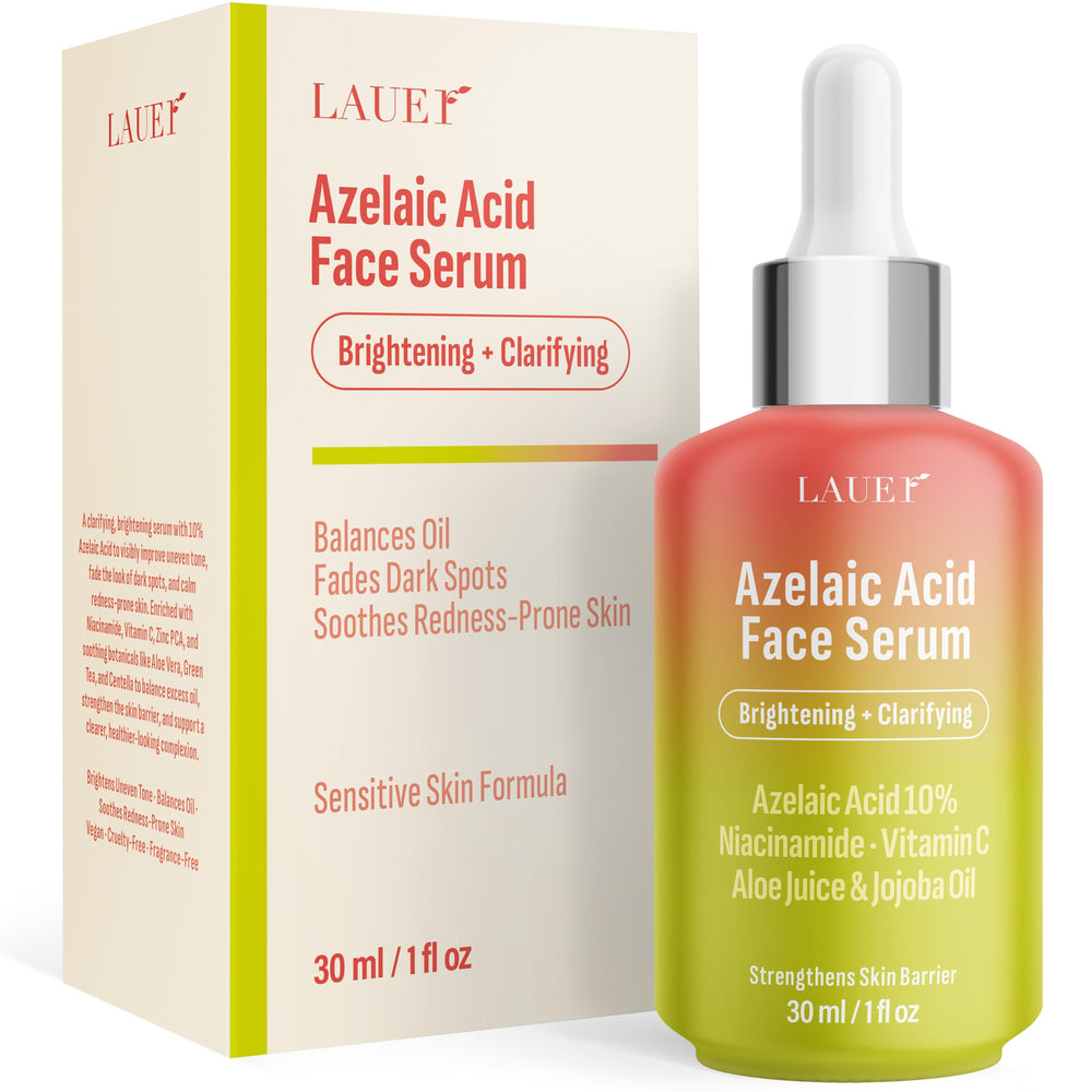 Sérum LAUER COSMETIC azélaïque 10% sur le flacon, teint plus homogène en perspective