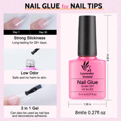 Palette de 21 couleurs gel Lavender Violets pour designs variés.
