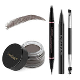LAVONE crayon sourcils 2-en-1 ebony pour tracé précis et naturel.