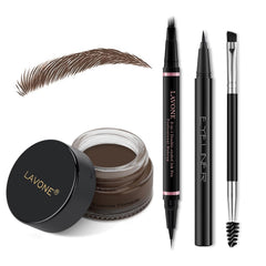 LAVONE crayon-sourcils 2-en-1 imperméable pour tracés précis et durables.