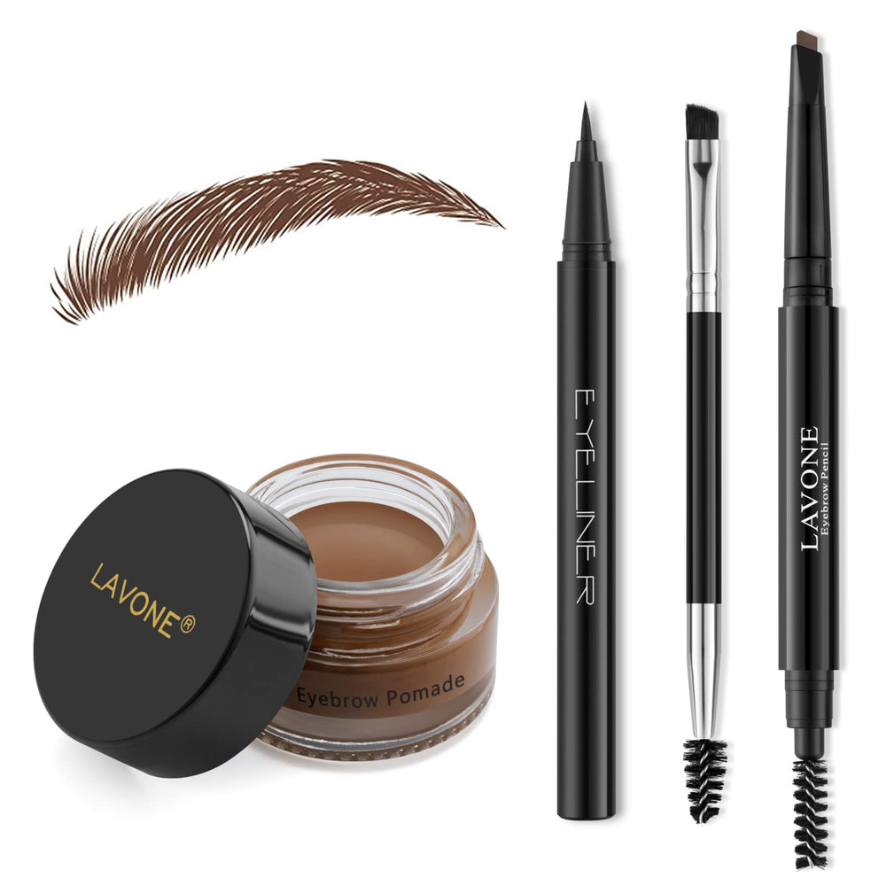 Kit LAVONE sourcils tampon-crayon brun doux pour une définition rapide et naturelle.