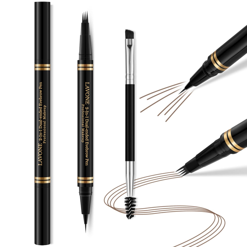 LAVONE stylo sourcils 2-en-1 pour des traits réalistes et longue tenue.
