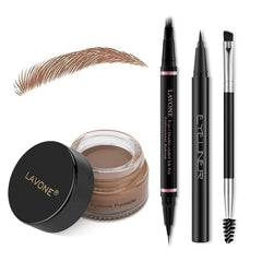 Stylo sourcils LAVONE 2-en-1 auburn pour des traits naturels et précis.