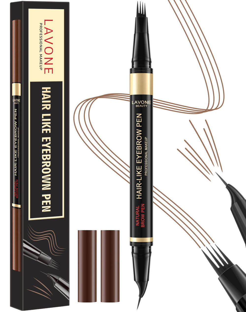 Stylo LAVONE sourcils microblading quatre-pointes pour traits réalistes.