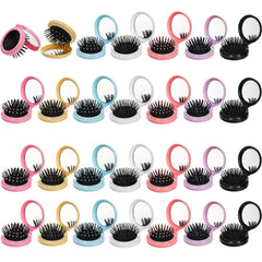 Lawei brosse-cheveux pliable avec miroir blanc pour retouches rapides en poche.