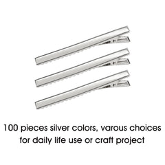 Lawie clip crocodile argent 75mm avec dents intérieures pour retenue fiable.