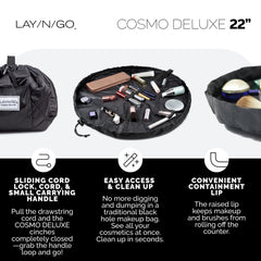 Lay-n-Go Cosmo boucles pinceaux intégrées pour une organisation pratique.