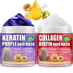 Layhomo Keratine Violet: masque capillaire pour cheveux, neutralise les tons jaunes et procure douceur.