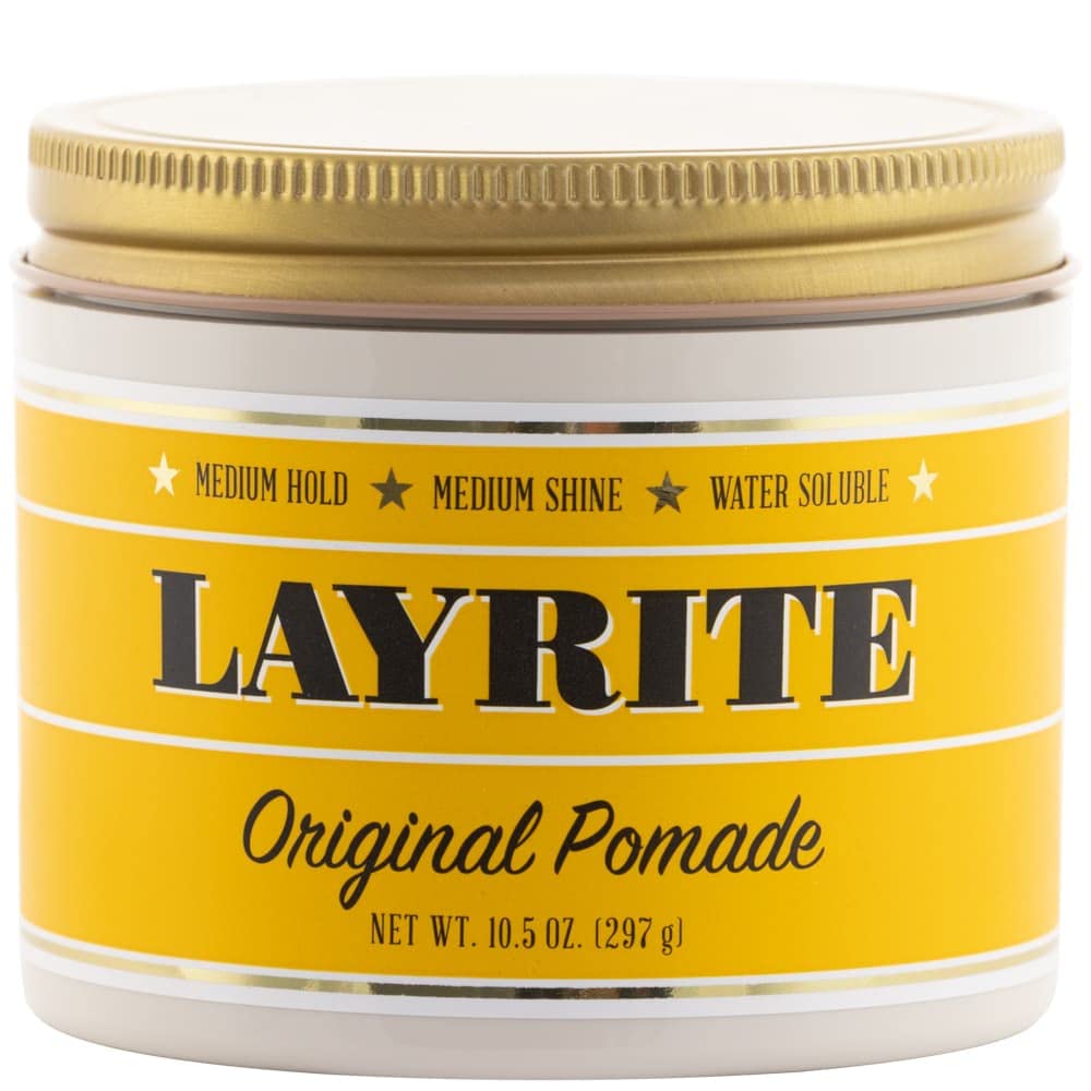Layrite Original Pomade – bouteille nette, application facilitée pour une tenue durable.
