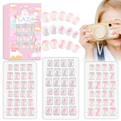Laza Coeur Fleuri — onglets press-on pour filles, manucure rapide et chic.