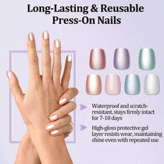 Ongles carrés courts Laza, 15 tailles pour ajustement parfait.