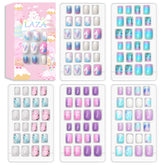 Ongles Laza pour enfants, ensemble de tips plein couverture glitter arc-en-ciel.