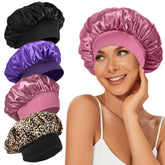 Bonnet LEADUWAY satin noir protège les cheveux du frottement nocturne.