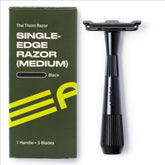Leaf Shave Thorn rasoir à charge magnétique facilitant le remplacement des lames.