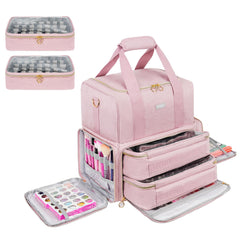 Leforz organise 80 bouteilles de vernis et une lampe LED dans une armoire compacte.