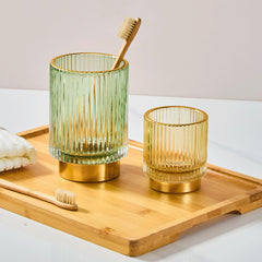 Leicurace porte-brosses-dents-verre doré, solution d'hygiène pratique.