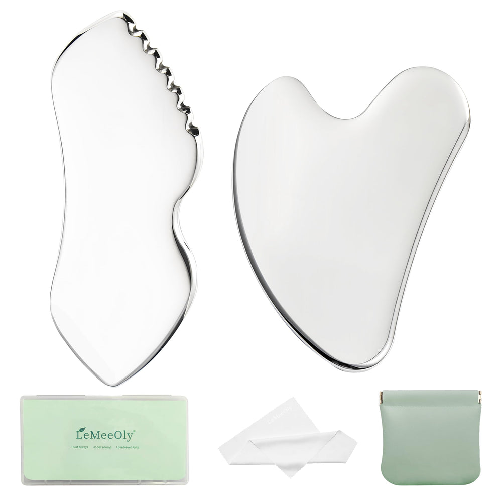 LeMeeOly gua sha visage et cou en acier inoxydable, drainage et raffermissement potentiels.