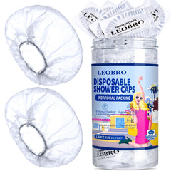 LEOBRO bonnet douche jetable grand, emballage individuel pour usage portable et hygiénique.