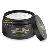 LEPONIX Crème de rasage 250 ml, mousse généreuse pour un rasage précis et confortable.