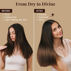 LEPURO Dubai – application d'huile d'argan sur cheveux pour brillance.