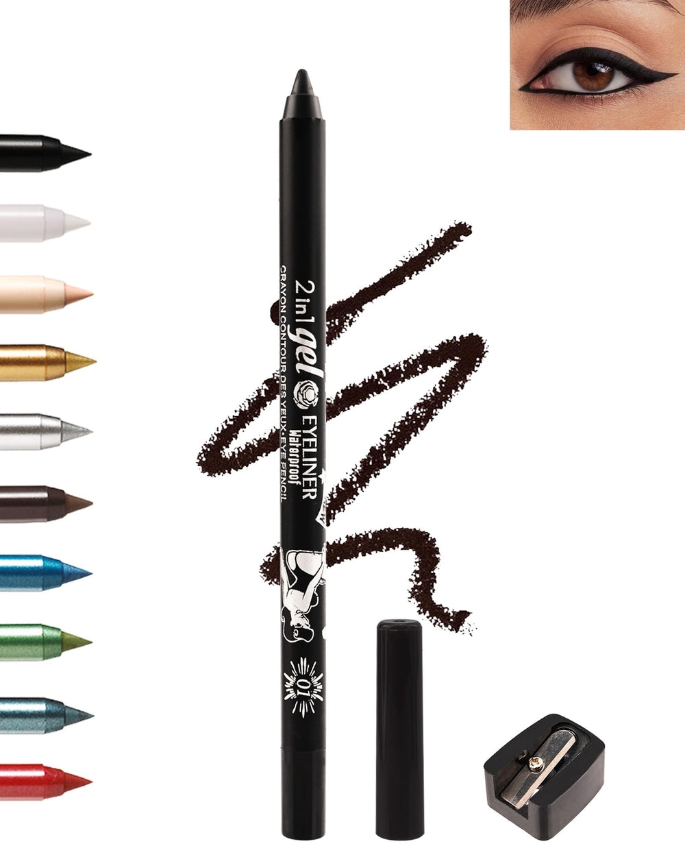 Lestpola Eyeliner Gel noir, pointe précise pour un tracé net et durable.