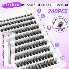 Leurforu clusters cils naturel léger et évasé